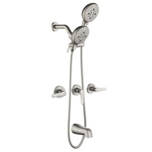 AIMADI Triple Handle 5-Spray Wall Mount Tub and Shower Faucet 1.8 GPM Kit Nickel