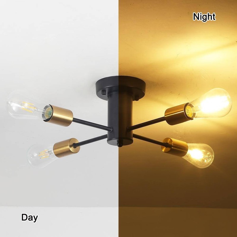 ADSENSTY 17.5" 4-Light Black and Gold Sputnik Transitional Flush Mount Ceiling - Image 3