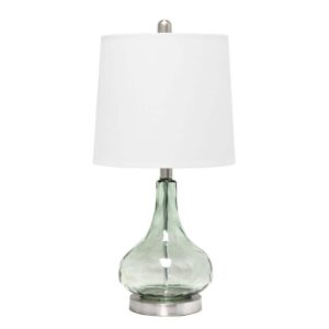 Elegant Designs 23.25 in. Green/Gray Sage Modern Colored Dimpled Glass Endtable