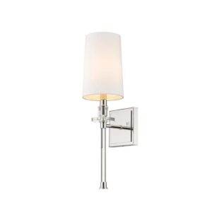 Z-Lite 1-Light Polished Nickel Wall Sconce with White Fabric Shade