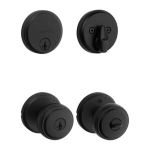 Kwikset Sora Matte Black Keyed Entry Single Cylinder Deadbolt Combo Pack