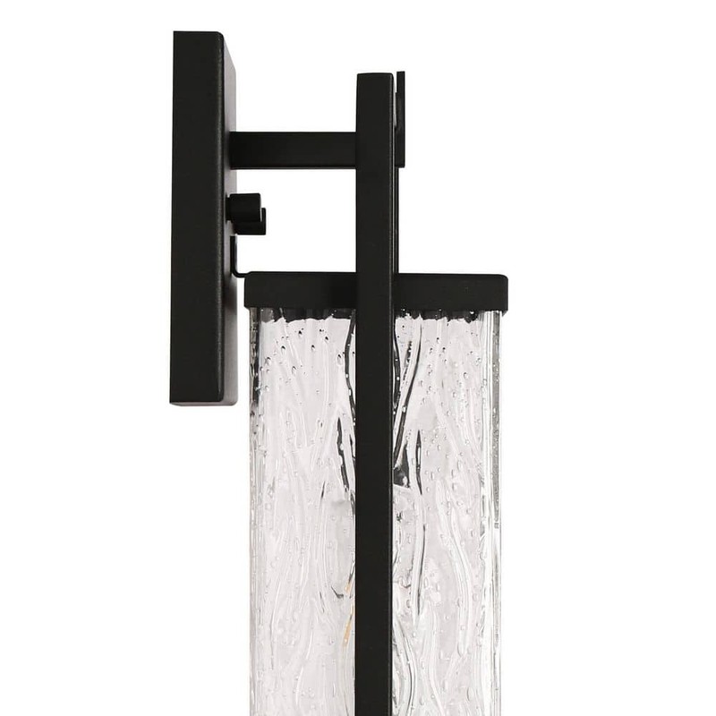 LNC Modern Black Outdoor Wall Lantern Sconce with Textured Seeded Glass Shade - Image 9