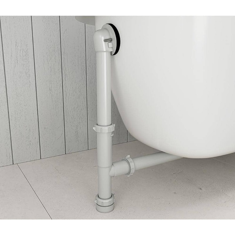 Everbilt Twist & Close Bath Drain 1-1/2" White Poly Pipe Waste Overflow Chrome - Image 4
