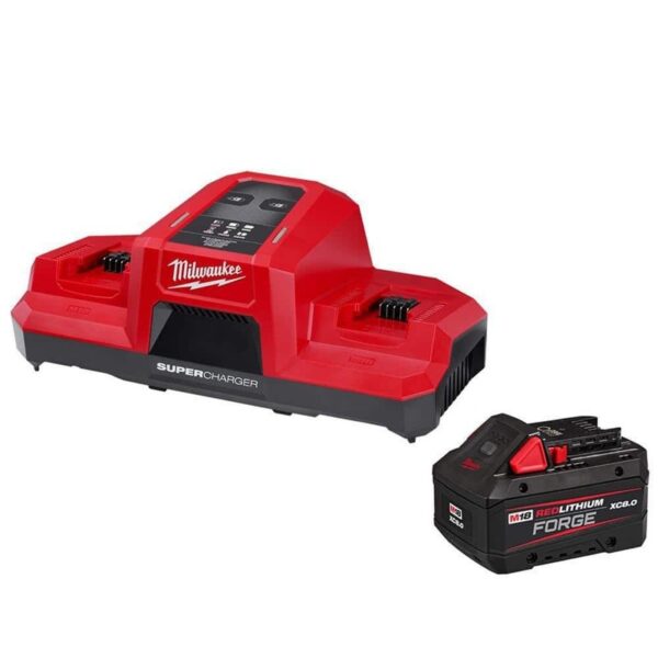 Milwaukee M18 18V REDLITHIUM FORGE 8.0Ah Battery Pack w/Dual Bay Super Charger