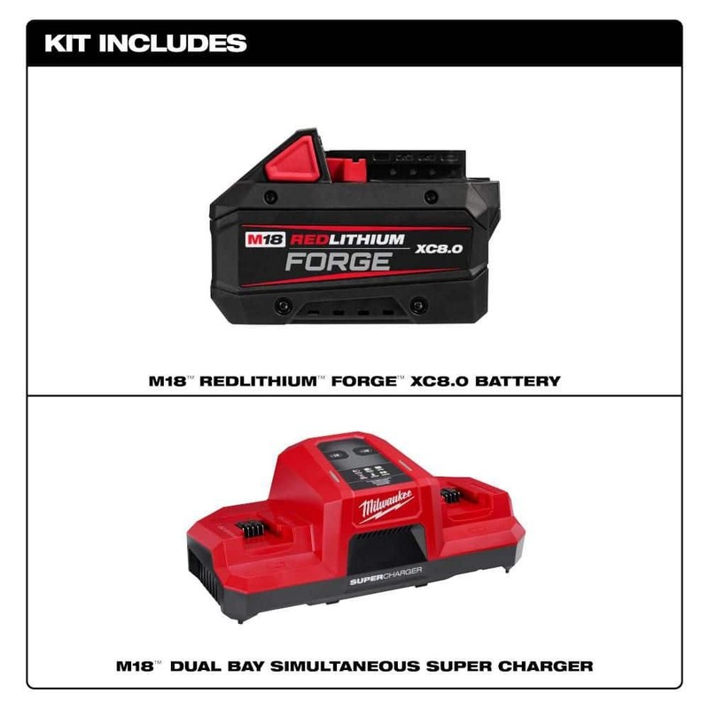 Milwaukee M18 18V REDLITHIUM FORGE 8.0Ah Battery Pack w/Dual Bay Super Charger - Image 2