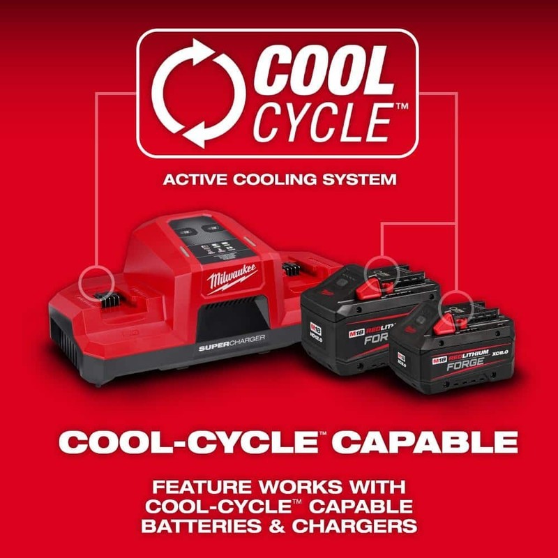 Milwaukee M18 18V REDLITHIUM FORGE 8.0Ah Battery Pack w/Dual Bay Super Charger - Image 4