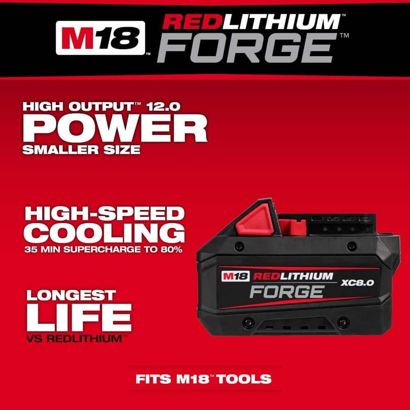 Milwaukee M18 18V REDLITHIUM FORGE 8.0Ah Battery Pack w/Dual Bay Super Charger - Image 6