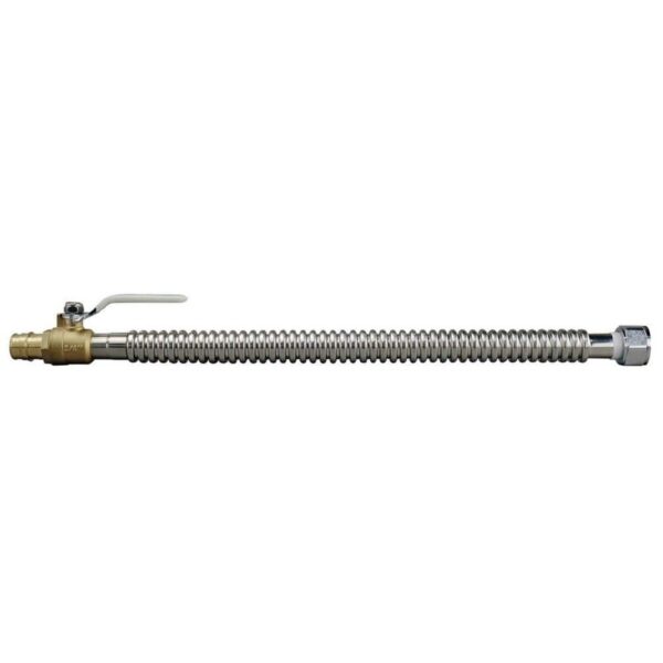 Apollo 3/4" PEX-A x FNPT Water Heater Connector 18" Stainless with Ball Valve