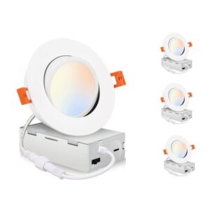4 in. LED Swivel Gimbal Recessed Lights, IC Rated, CRI90 White [4-Pack]