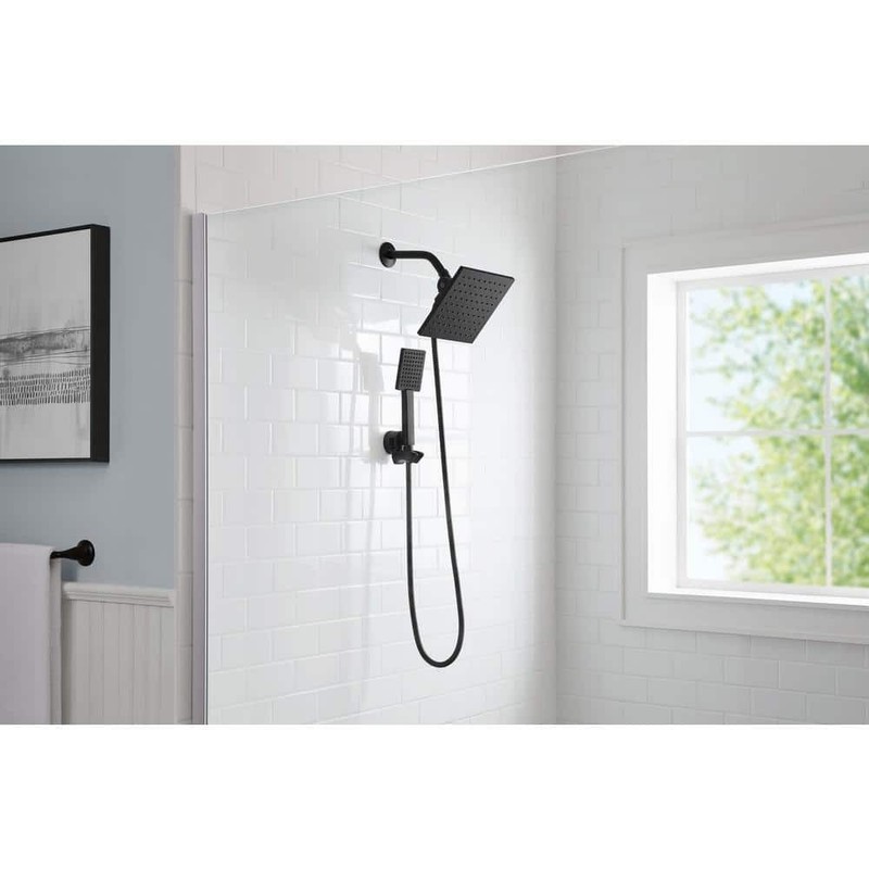 Glacier Bay Modern 1-Spray 7.9 in. Dual Tub Wall Mount Fixed and Handheld Shower - Image 6