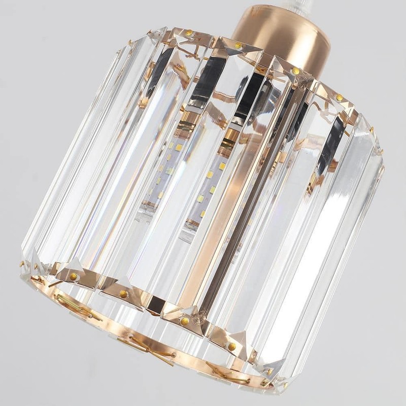 Ciel 3-Light Gold Crystal Pendant Light with Glass Shade for Kitchen Island - Image 6