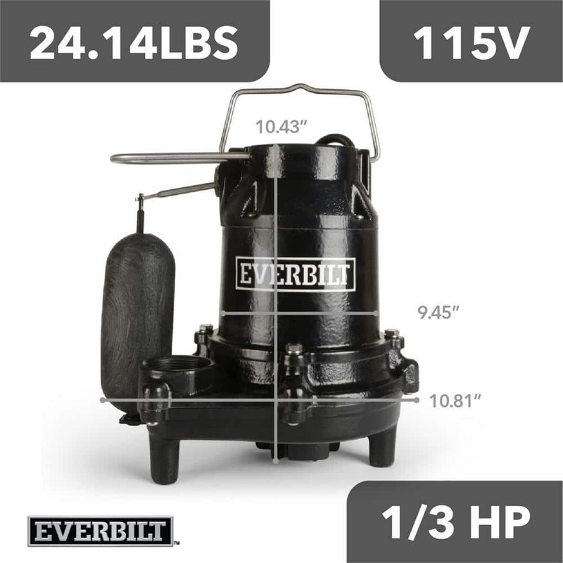 Everbilt 1/3 HP Cast Iron Submersible Sump Pump - Image 13