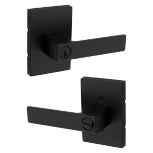 Kwikset Singapore Matte Black Reversible Rectangular Straight Keyed Entry Door