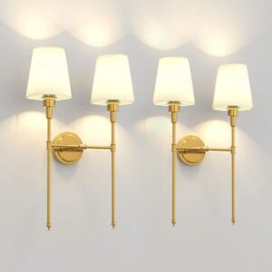 16 in. 2-Light Gold Wall Sconce, Dimmable for Bedroom Living Room