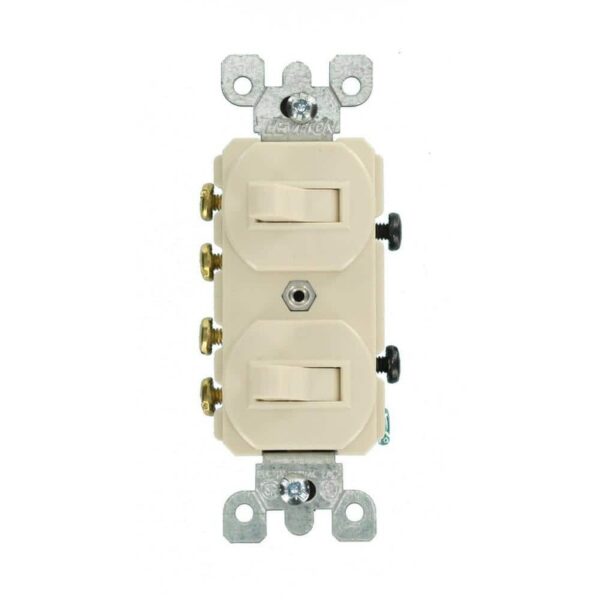 Leviton 15 Amp Commercial Grade 3-Way Toggle Switches, Light Almond 5243-T