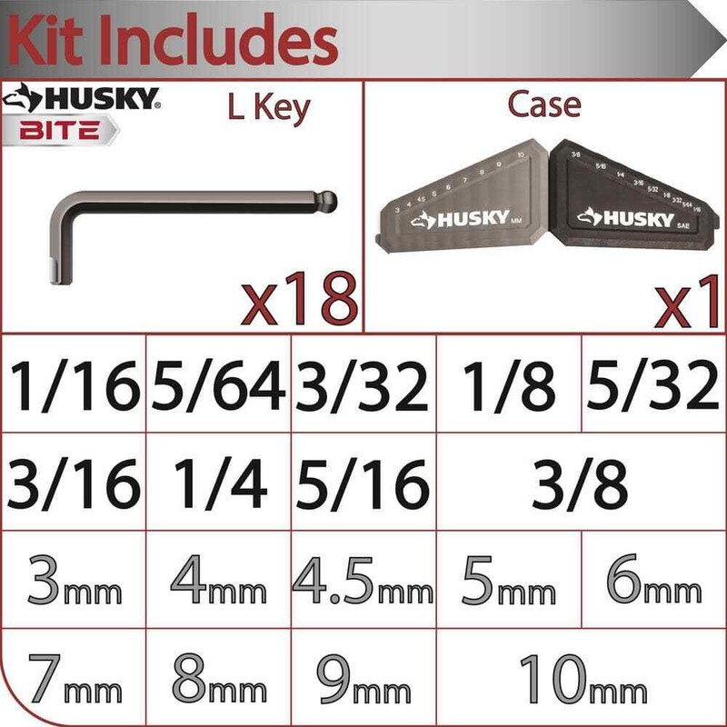 Husky BITE SAE/Metric Non-Slip Hex Key Set (18-Piece) - Image 3