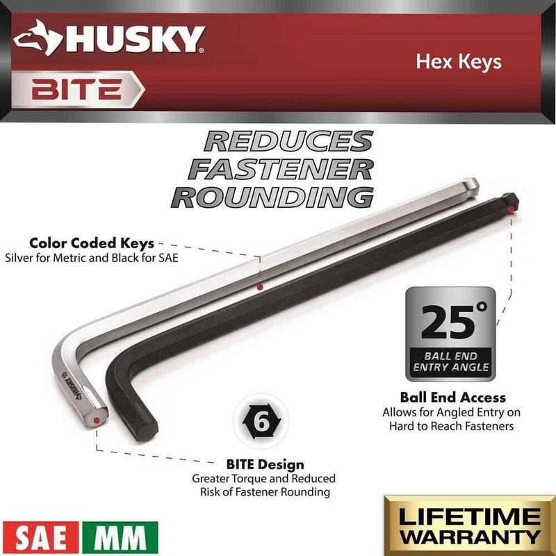 Husky BITE SAE/Metric Non-Slip Hex Key Set (18-Piece) - Image 6
