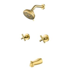 Moen Double Handle 10-Spray Tub Shower Faucet 1.8 GPM 5 in. Brushed Gold