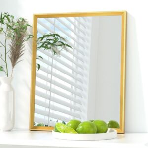 16" W x 20" H Aluminum Framed Bathroom Vanity Mirror Gold
