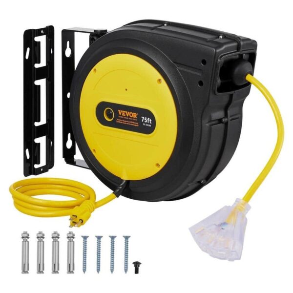 75 ft. 14/3 13Amp Heavy Duty SJTOW Retractable Extension Cord Reel