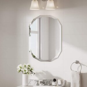 20" W x 28" H Oval Beveled Frameless Bathroom Vanity Mirror