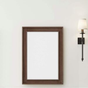 24" W x 30" H Wood Framed Bathroom Vanity Mirror Brown Oak