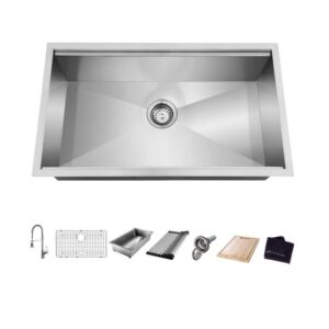 Glacier Bay Zero Radius 32" Undermount Single Bowl 18 Gauge Stainless Steel Sink