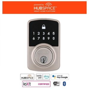 Defiant Square Satin Nickel Wi-Fi Electronic Deadbolt Smart Lock by Hubspace