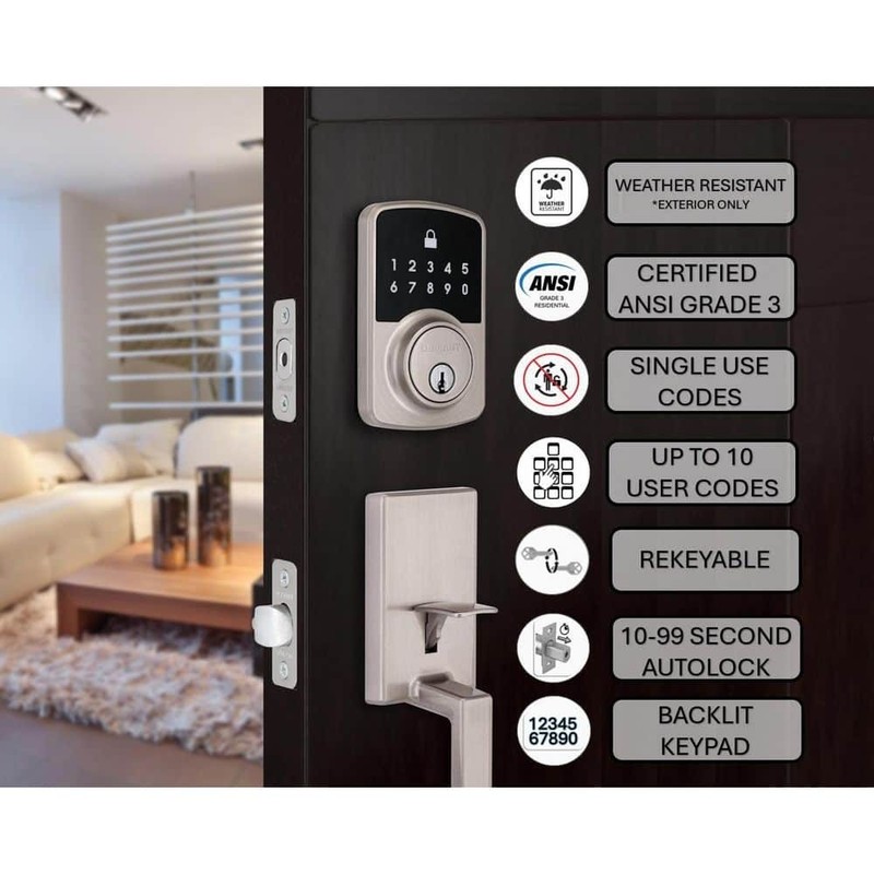 Defiant Square Satin Nickel Wi-Fi Electronic Deadbolt Smart Lock by Hubspace - Image 2