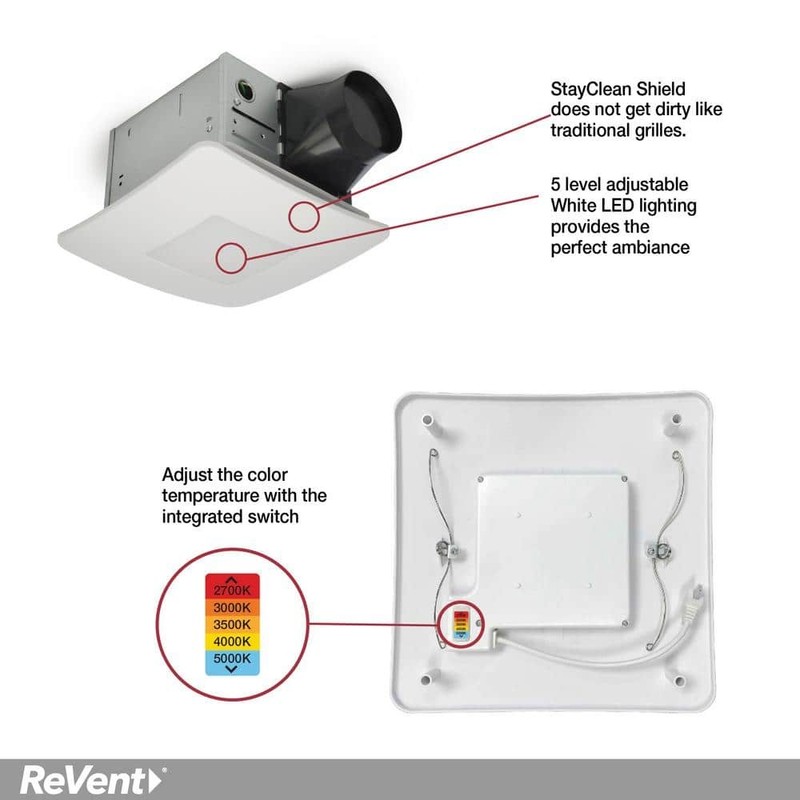 ReVent 80 CFM Ceiling/Wall Mount Easy Installation Bathroom/Bath Exhaust Fan - Image 4