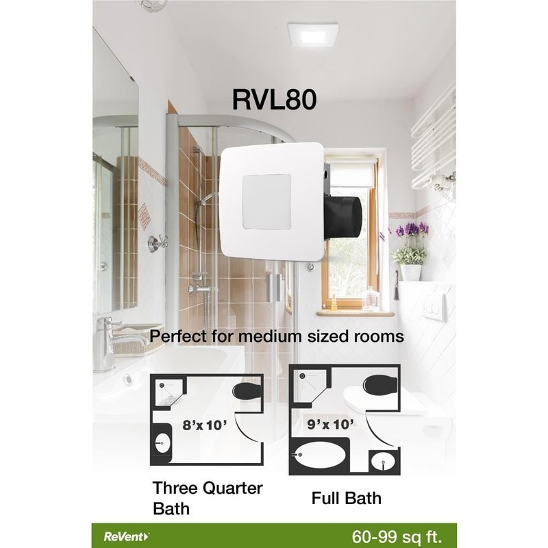 ReVent 80 CFM Ceiling/Wall Mount Easy Installation Bathroom/Bath Exhaust Fan - Image 9