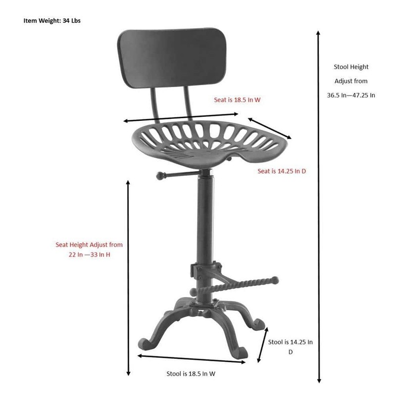 August 24 in. to 30 in. High Industrial Adjustable Tractor Seat Stool - Image 10