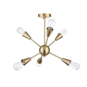 Globe Electric Clementine 19.25 in. 6-Light Matte Gold Semi-Flush Mount Light