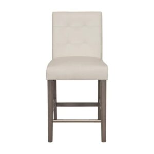 Leila 25" White Wood Frame Cushioned Counter Stool Leatherette Seat