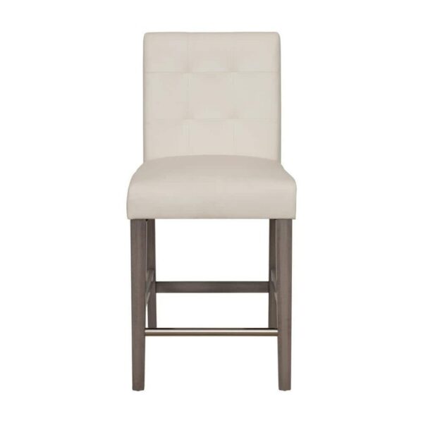 Leila 25" White Wood Frame Cushioned Counter Stool Leatherette Seat