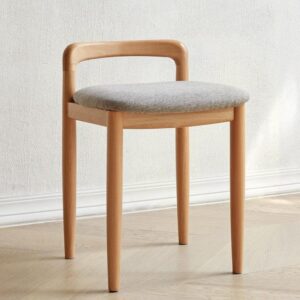Stellanova Natural + Gray Modern Fabric Beech Wood Armless Side Chair