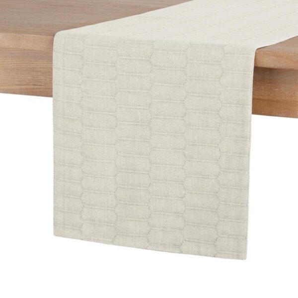 Martha Stewart 15x72 Beige Honeycomb Cotton Rectangle Table Runner