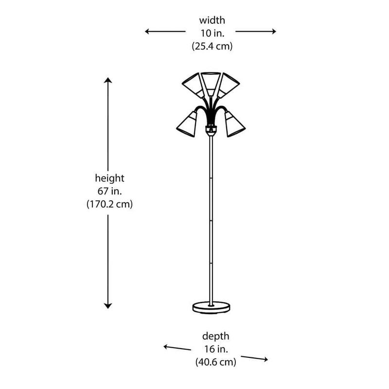67 in. 5-Light Black Gooseneck Floor Lamp with Multi-Color Acrylic Shades - Image 5