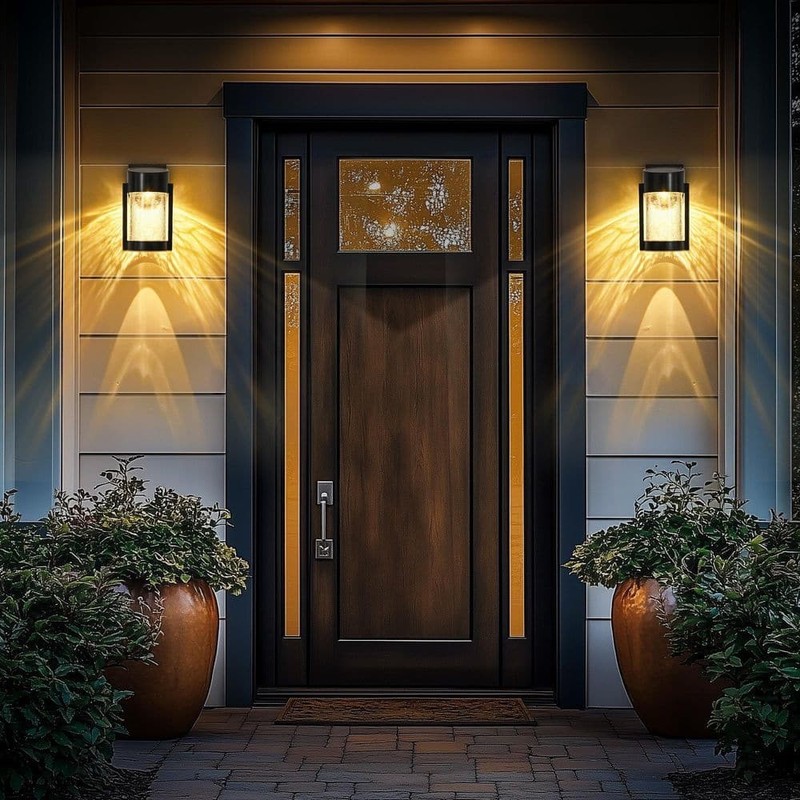 Black Solar Wall Lantern Lights Outdoor Waterproof with Glass2 Pack - Image 3