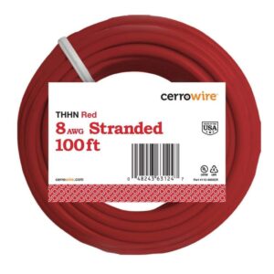 100 ft. 8 Gauge Red Stranded Copper THHN Wire