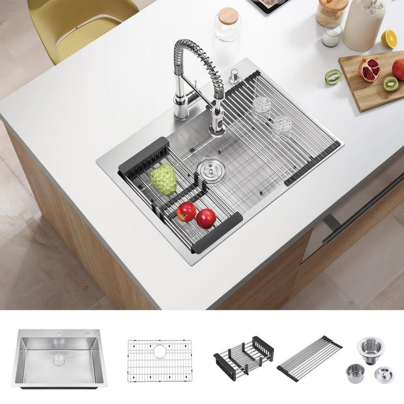 Handmade Stainless Steel 30" Single Bowl Top Mount Scratch-Resistant Sink - Image 2