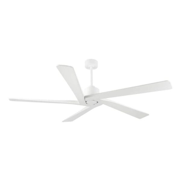 MLiAN 64" DC Indoor White Ceiling Fan 5 Wood Blades with Remote No Light