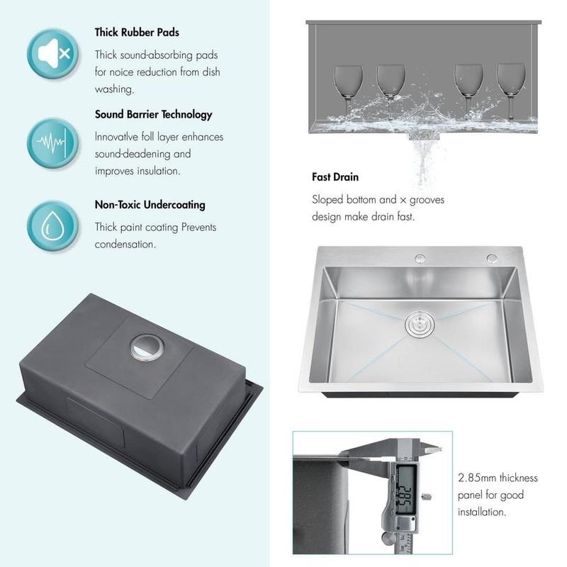 Handmade Stainless Steel 30" Single Bowl Top Mount Scratch-Resistant Sink - Image 5