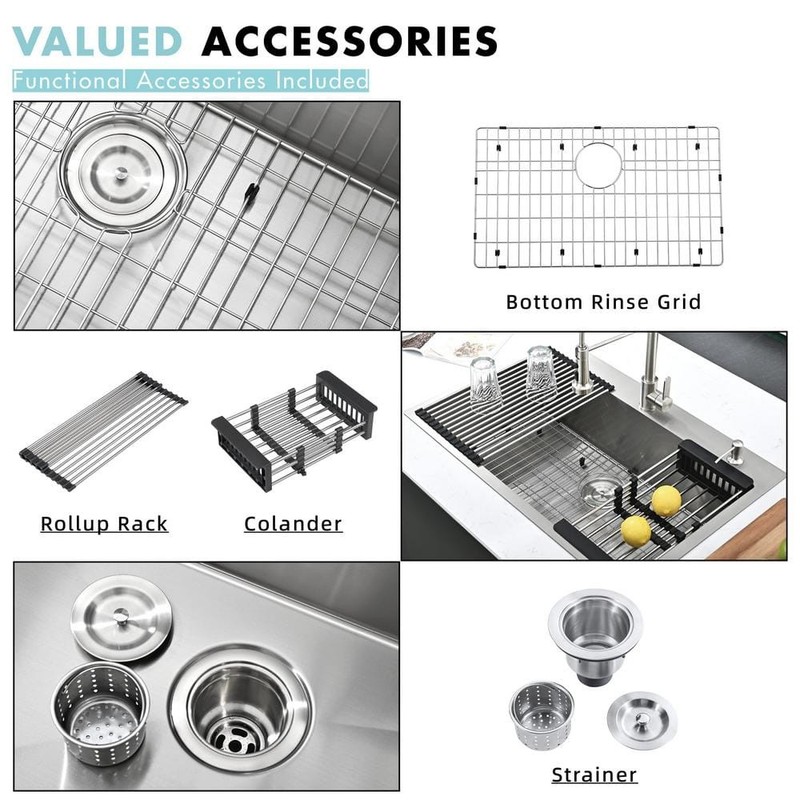 Handmade Stainless Steel 30" Single Bowl Top Mount Scratch-Resistant Sink - Image 10