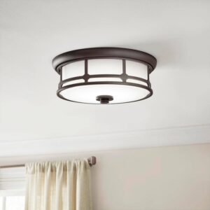 Portland Court 14" 1-Light Oil Rubbed Bronze Gold Highlights LED Flush Mount