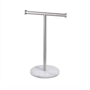 Countertop T-Shape Towel Rack Natural Marble Base Stainless Steel