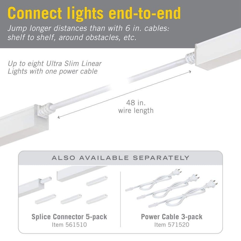 Ultra Slim LED Linear Light 48 in. Jumper Cable Connector Cord, (3-Pack) - Image 2