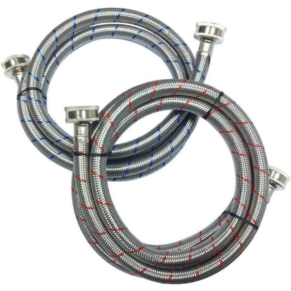 Everbilt 3/4 in. FHT x 3/4 in. FHT x 60 in. Steel Washing Machine Supply(2-Pack)
