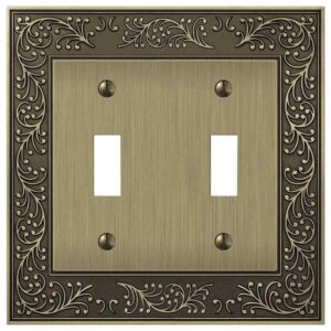 Hampton Bay English Garden 2 Gang Toggle Metal Wall Plate - Brushed Brass