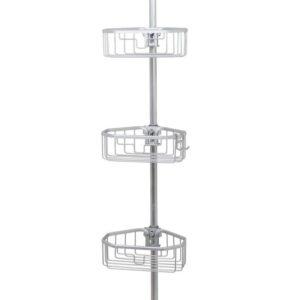 Zenna Home Tension Pole Corner Rust Resistant Shower Caddy in Satin Chrome